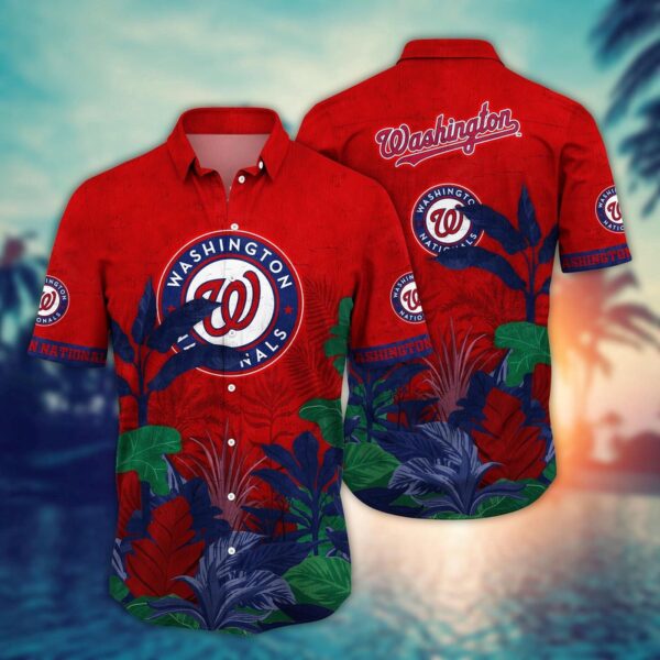MLB Washington Nationals Hawaiian Shirt – Tropical Trees Pattern for Fans