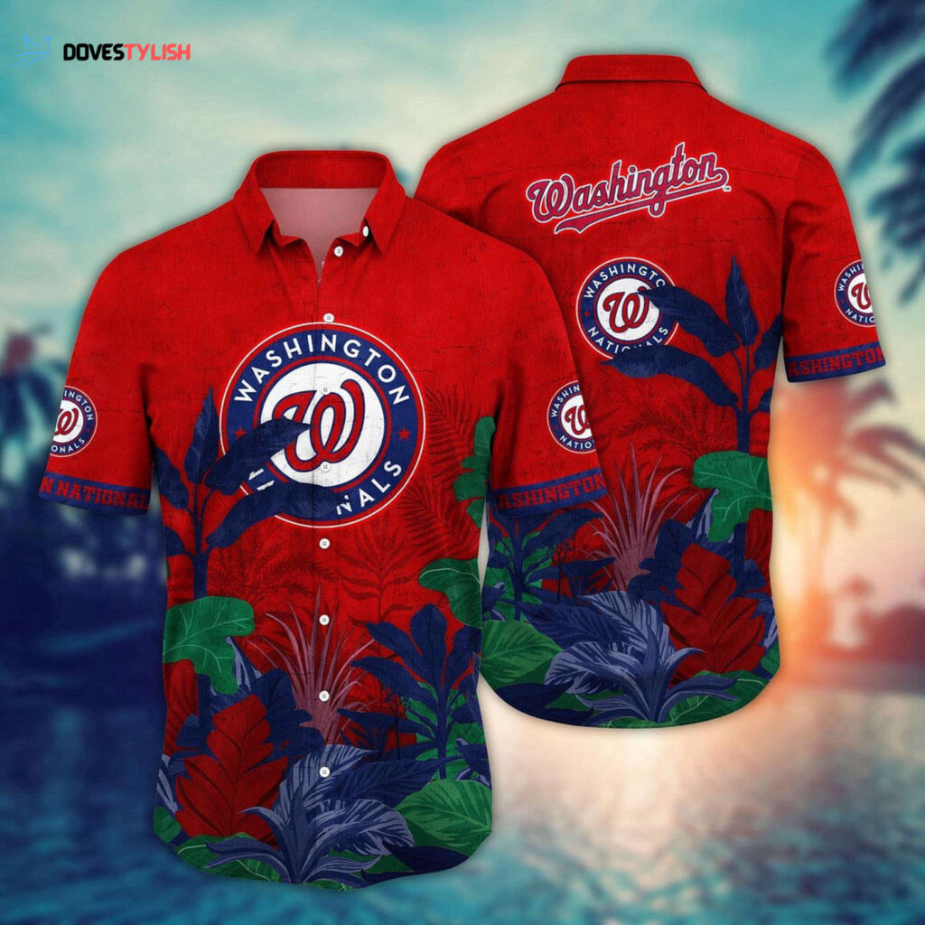 MLB Washington Nationals Hawaiian Shirt – Tropical Trees Pattern for Fans