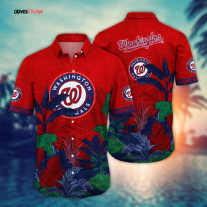 MLB Washington Nationals Hawaiian Shirt - Tropical Trees Pattern for Fans