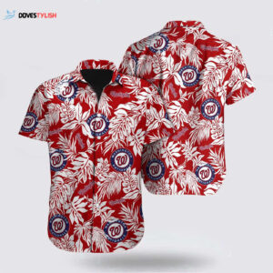MLB Washington Nationals Hawaiian Shirt with Palm Leaf Pattern - Perfect for Fans!