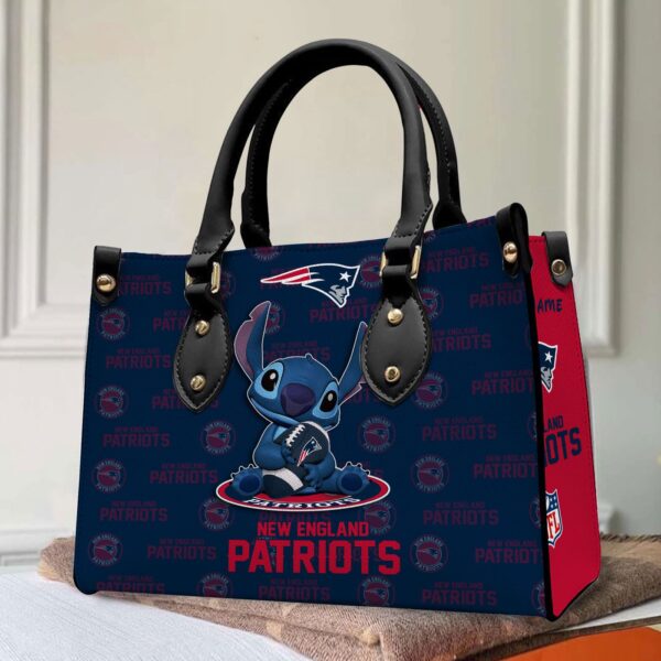 New England Patriots Stitch Women Custom Name Leather Hand Bag