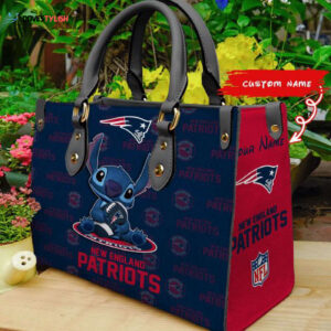 New England Patriots Stitch Women Custom Name Leather Hand Bag