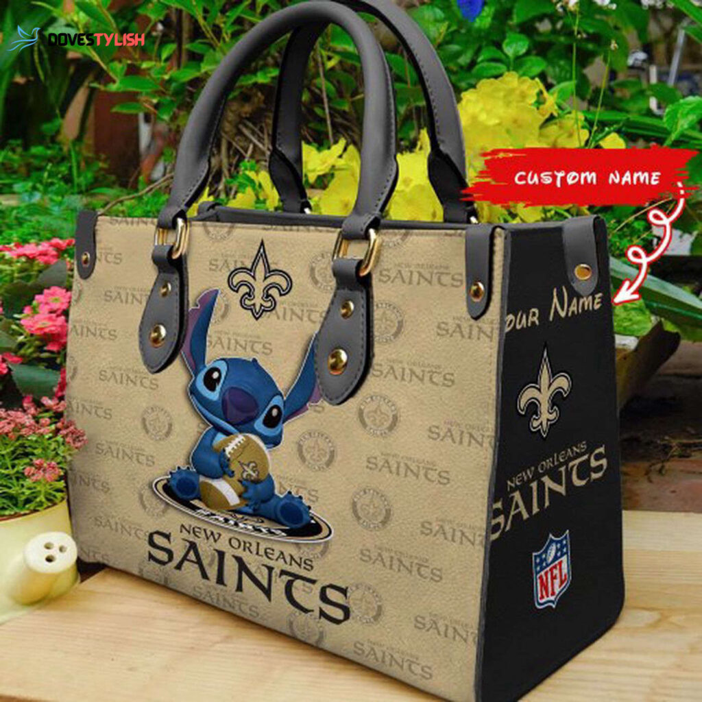 New Orleans Saints Stitch Women Custom Name Leather Hand Bag New Orleans Saints Stitch Women Custom Name Leather Hand Bag