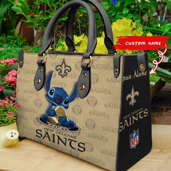 New Orleans Saints Stitch Women Custom Name Leather Hand Bag