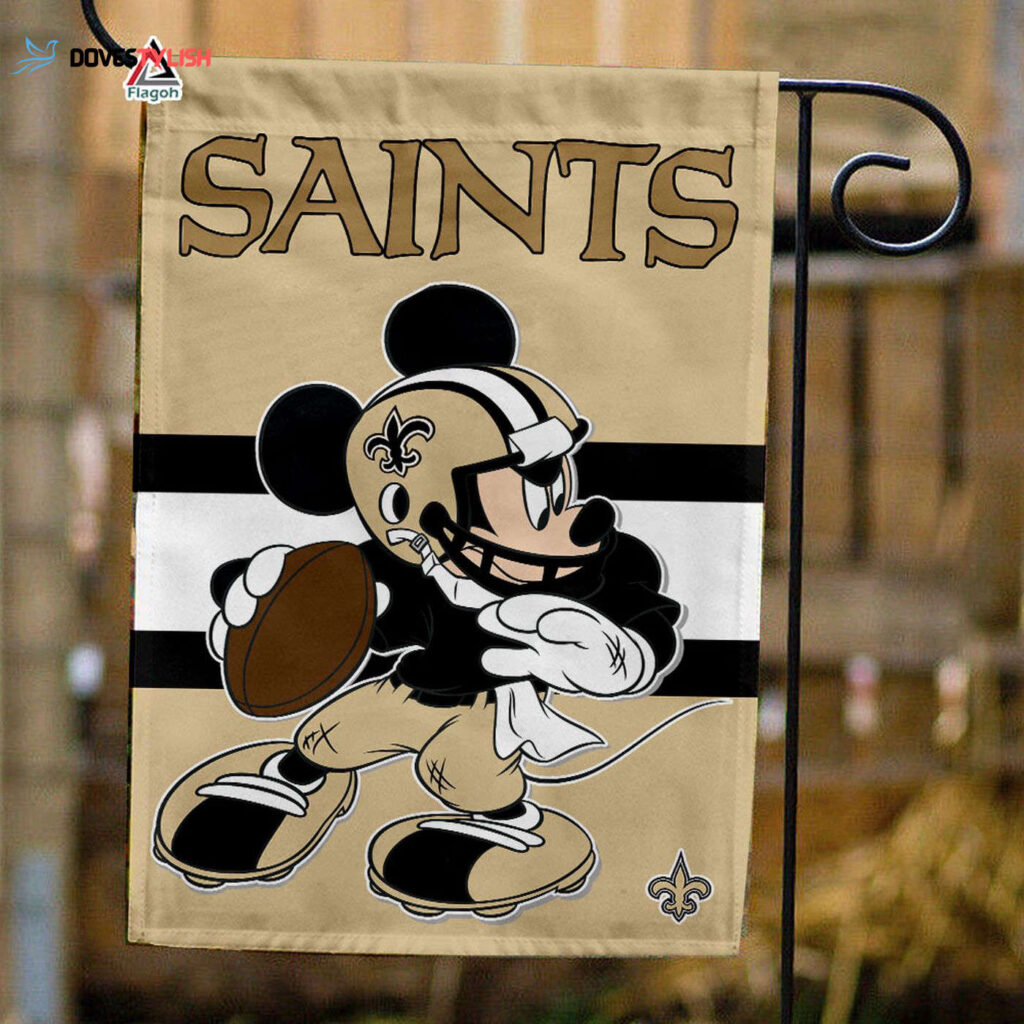New Orleans Saints x Mickey Football Flag, NFL Premium Flag – House Garden Decor Gift