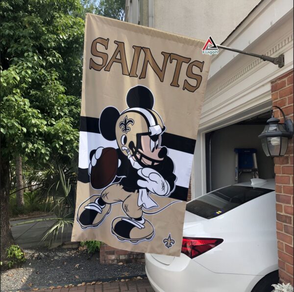 New Orleans Saints x Mickey Football Flag, NFL Premium Flag – House Garden Decor Gift
