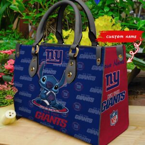 New York Giants Stitch Women Custom Name Leather Hand Bag