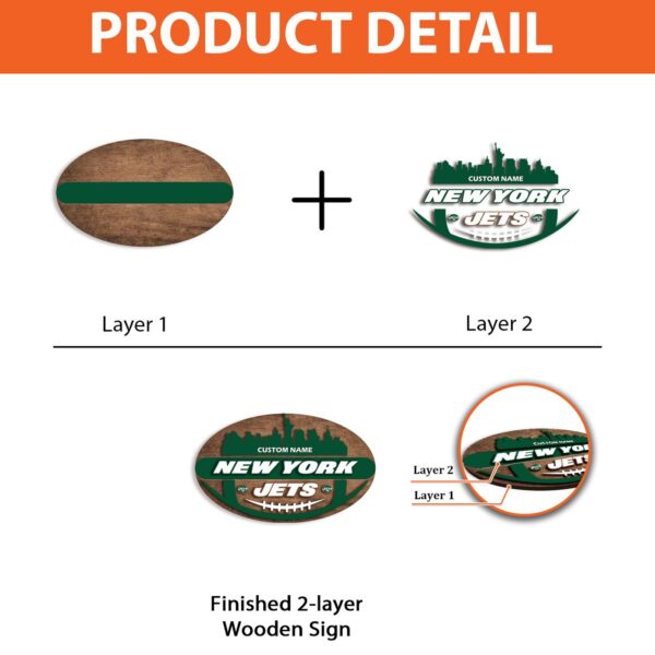 New York Jets 2 Layers Wooden Sign – Home Decor Gift