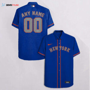 Personalized New York Mets Blue Hawaiian Shirt with Custom Name & Number