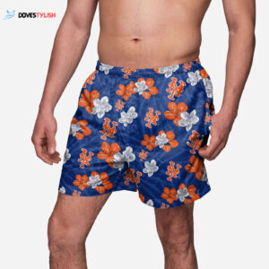 New York Mets Hibiscus Swim Trunks - Official MLB Merchandise