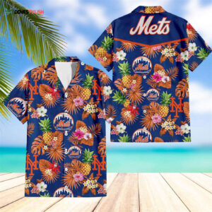 New York Mets Pineapple Hawaiian Shirt - Tropical MLB Fan Apparel