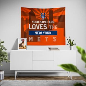 Custom New York Mets Skyline Tapestry – Personalized Wall Decor