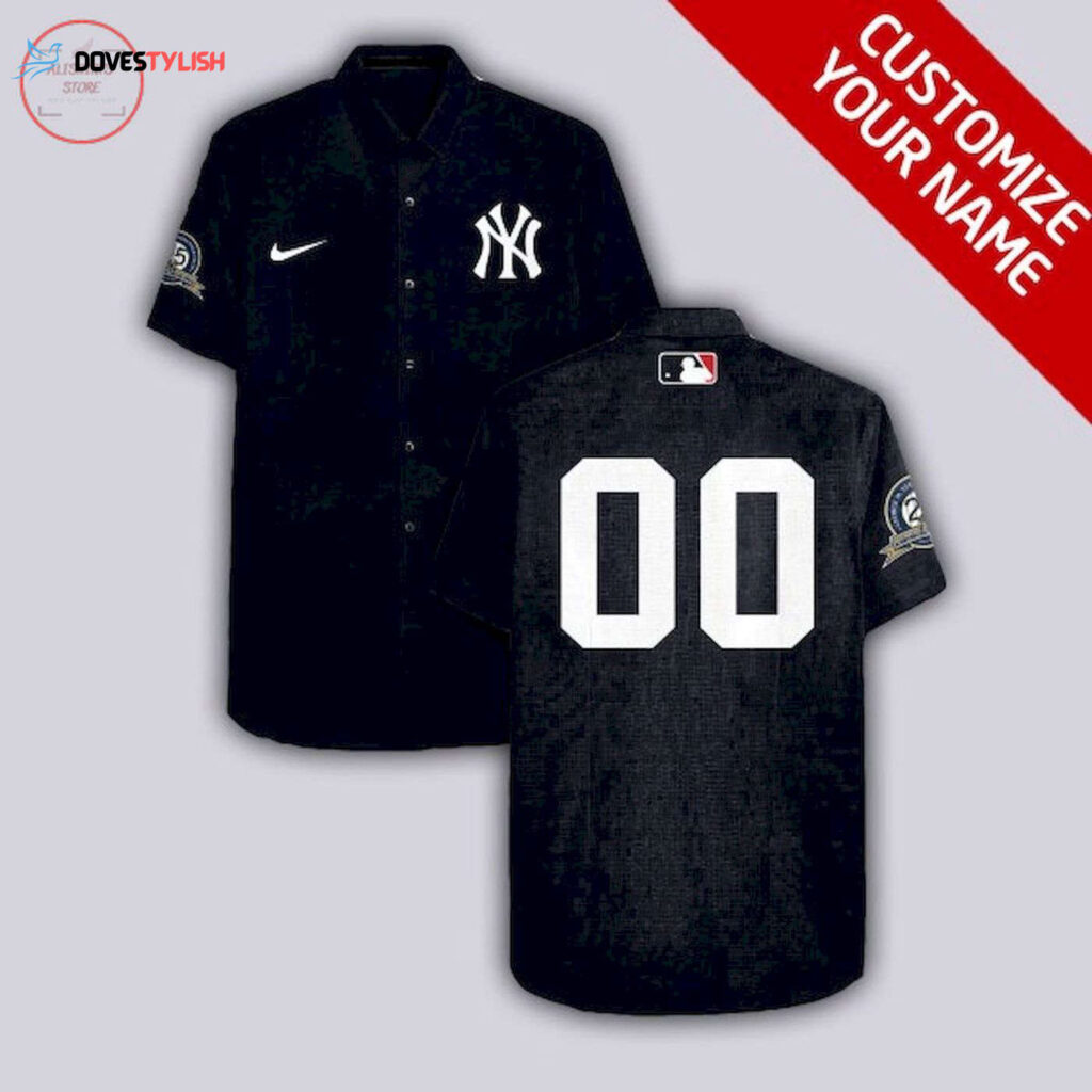 Custom All Black New York Yankees Hawaiian Shirt – Personalized MLB Fan Gear