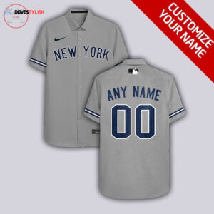 Customized New York Yankees Grey Hawaiian Shirt - Official MLB Merchandise