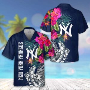 New York Yankees Floral Fusion Hawaiian Shirt - Stylish MLB Fan Gear