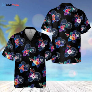New York Yankees Midnight Blossom Hawaiian Shirt - Official MLB Merchandise