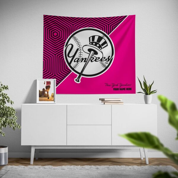 Custom New York Yankees Pink Implosion Tapestry – Personalized Fan Decor