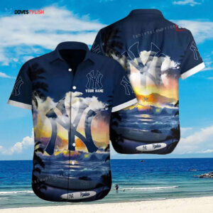New York Yankees Sunset Waves Hawaiian Shirt - Official MLB Merchandise