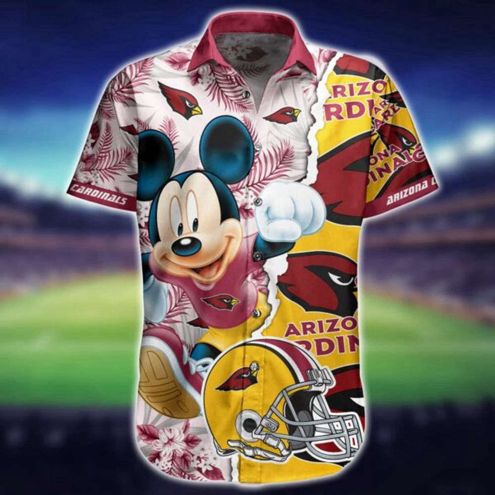 NFL Arizona Cardinals Hawaiian Shirt Mickey Mouse All Over Print For Men And Women NFL Arizona Cardinals Hawaiian Shirt Mickey Mouse All Over Print For Men And Women