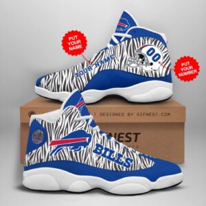 Custom NFL Buffalo Bills Air Jordan 13 Shoes V2 with Name & Number Personalized Sneakers