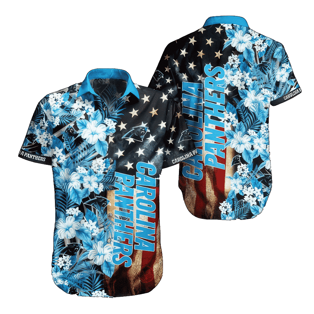 NFL Carolina Panthers Hawaiian Shirt Flag Flower For Men And Women