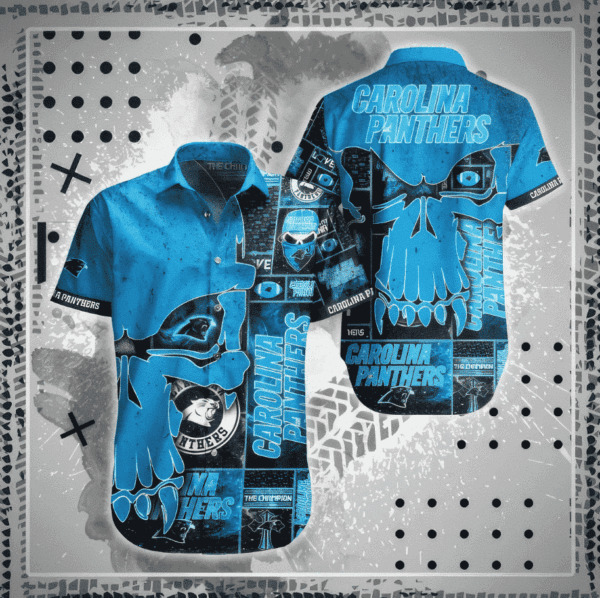 NFL Carolina Panthers Hawaiian Shirt Style Skull All Over Print For Men Women