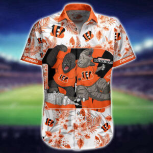 NFL Cincinnati Bengals Hawaiian Shirt   Kingkong Godzilla