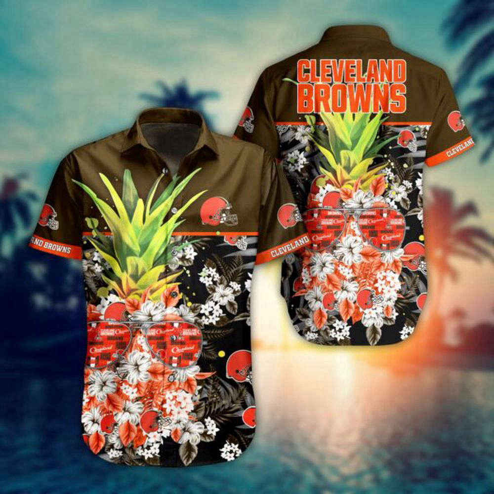 NFL Cleveland Browns Hawaiian Shirt Pineapple New Trending Logo For Fans NFL Cleveland Browns Hawaiian Shirt Pineapple New Trending Logo For Fans