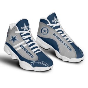 NFL Dallas Cowboys Air Jordan 13 Shoes - America Team Grey Dark Blue