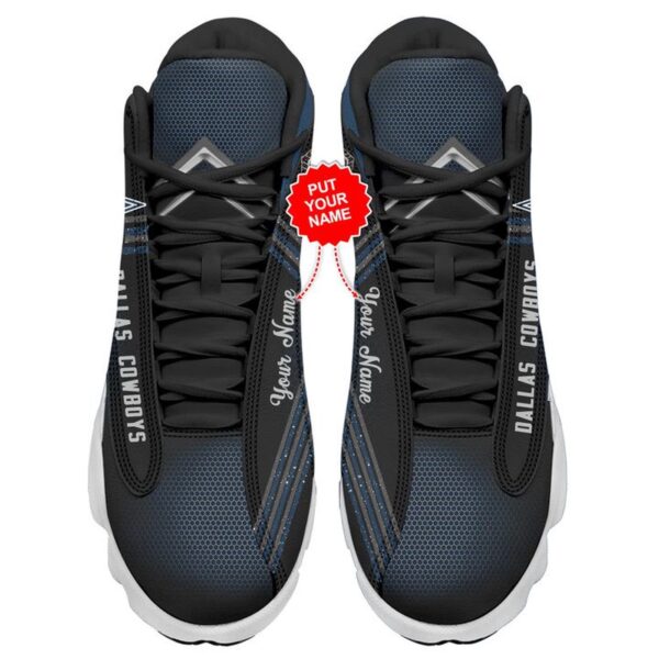 Personalized Dallas Cowboys Air Jordan 13 Shoes with Custom Name Official NFL Hexa Logo Design