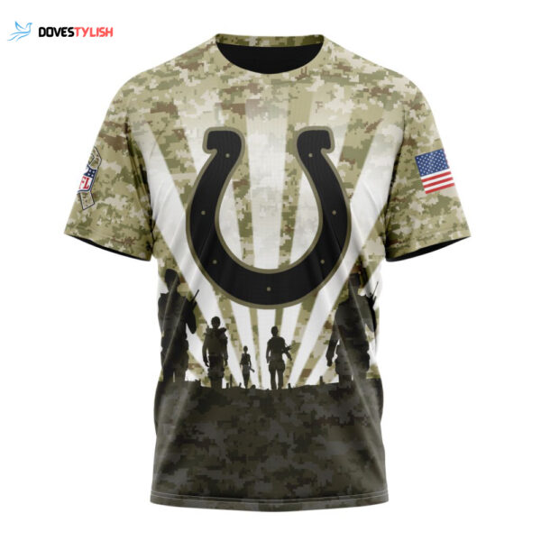 NFL Indianapolis Colts Salute To Service – Honor Veterans And Their Families Unisex T-Shirt For Fans Gifts 2024