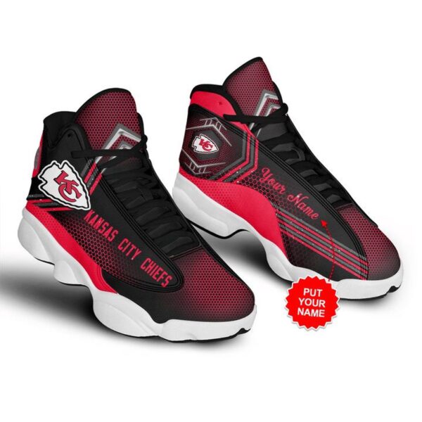 Personalized NFL Kansas City Chiefs Red Black Air Jordan 13 Shoes
