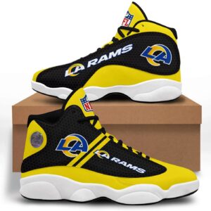 NFL Los Angeles Rams Yellow Black Stripes Air Jordan 13 Shoes - Official Team Merchandise