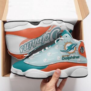 NFL Miami Dolphins Air Jordan 13 Shoes – White Aqua Orange Official Merchandise