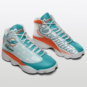 NFL Miami Dolphins Air Jordan 13 Shoes - White Aqua Orange Official Merchandise