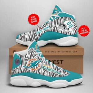 Custom Name Number Miami Dolphins Air Jordan 13 Shoes V2 NFL Fan Gear