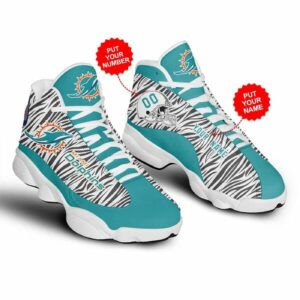 Custom Name Number Miami Dolphins Air Jordan 13 Shoes V2 NFL Fan Gear