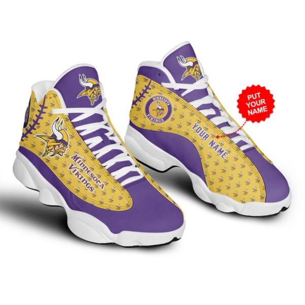 Custom Minnesota Vikings Air Jordan 13 Shoes – Personalize Your Purple Yellow Sneakers!