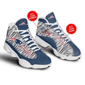 Custom New England Patriots Air Jordan 13 Shoes with Name & Number NFL V2