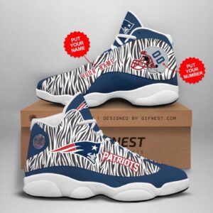 Custom New England Patriots Air Jordan 13 Shoes with Name & Number NFL V2