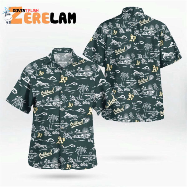 Oakland Athletics Hawaiian Shirt with Palm Tree Design – Official MLB Merchandise