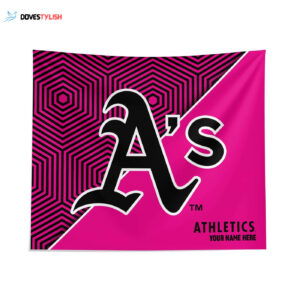 Custom Oakland Athletics Pink Implosion Tapestry - Personalized MLB Wall Decor