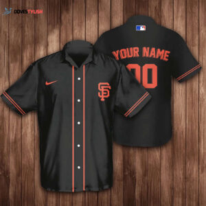 Customized San Francisco Giants 3D Hawaiian Shirt - Black Personalized Name & Number