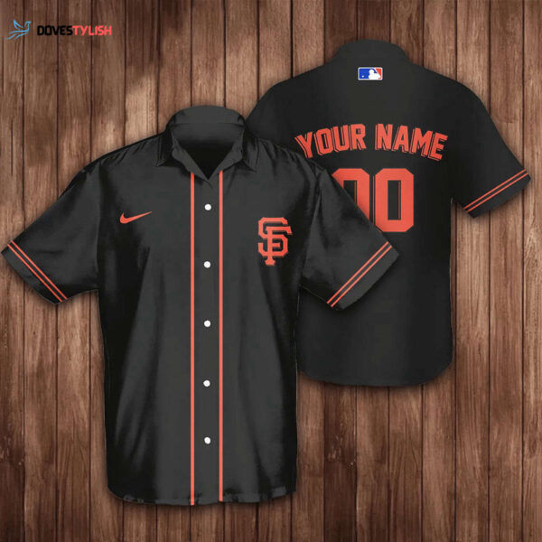 Customized San Francisco Giants 3D Hawaiian Shirt – Black Personalized Name & Number