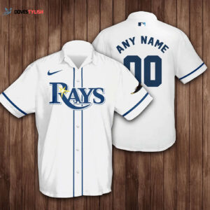 Custom Tampa Bay Rays Hawaiian Shirt - White Personalized Name & Number Team 3D Design