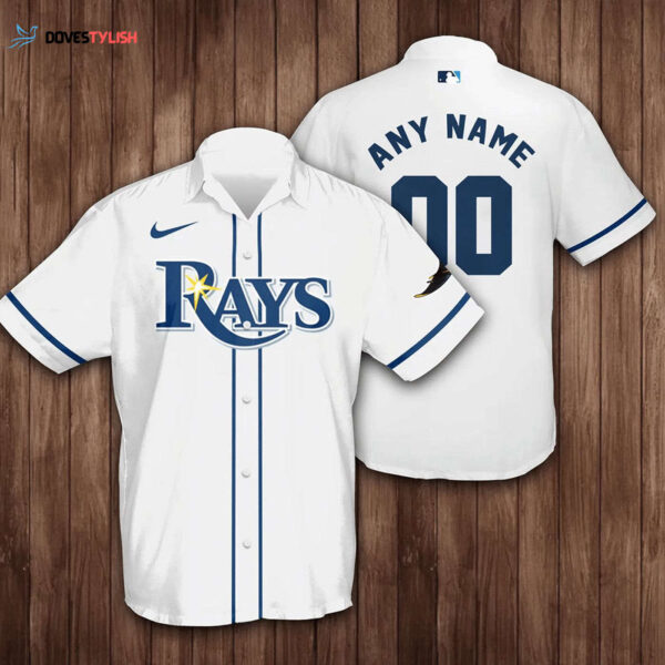 Custom Tampa Bay Rays Hawaiian Shirt – White Personalized Name & Number Team 3D Design