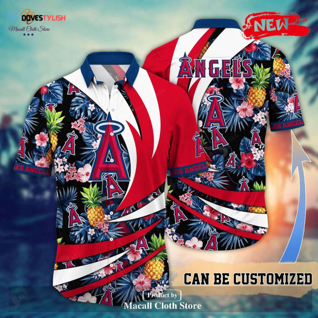 Los Angeles Angels MLB Personalized Name Flower Pineapple Hawaiian Shirt Gift