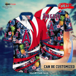 Los Angeles Angels MLB Personalized Name Flower Pineapple Hawaiian Shirt Gift