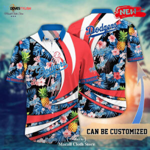 Custom Los Angeles Dodgers MLB Hawaiian Shirt for Sports Fans - Personalized Name Flower Pineapple Summer Baseball