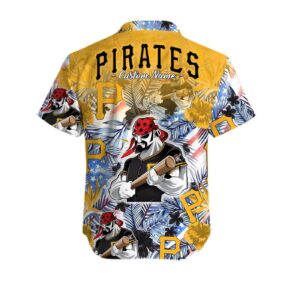 Pittsburgh Pirates Floral America Flag Hawaiian Shirt - Personalized Tropical Design 3